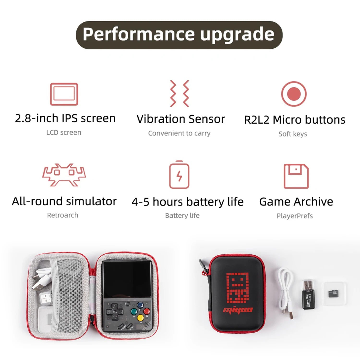 Miyoo Mini V4 Handheld Game Console Retroarch 2.8-inch IPS Screen 1900mAh Lithium Battery Open Source Linux OS Retro Gaming Mach