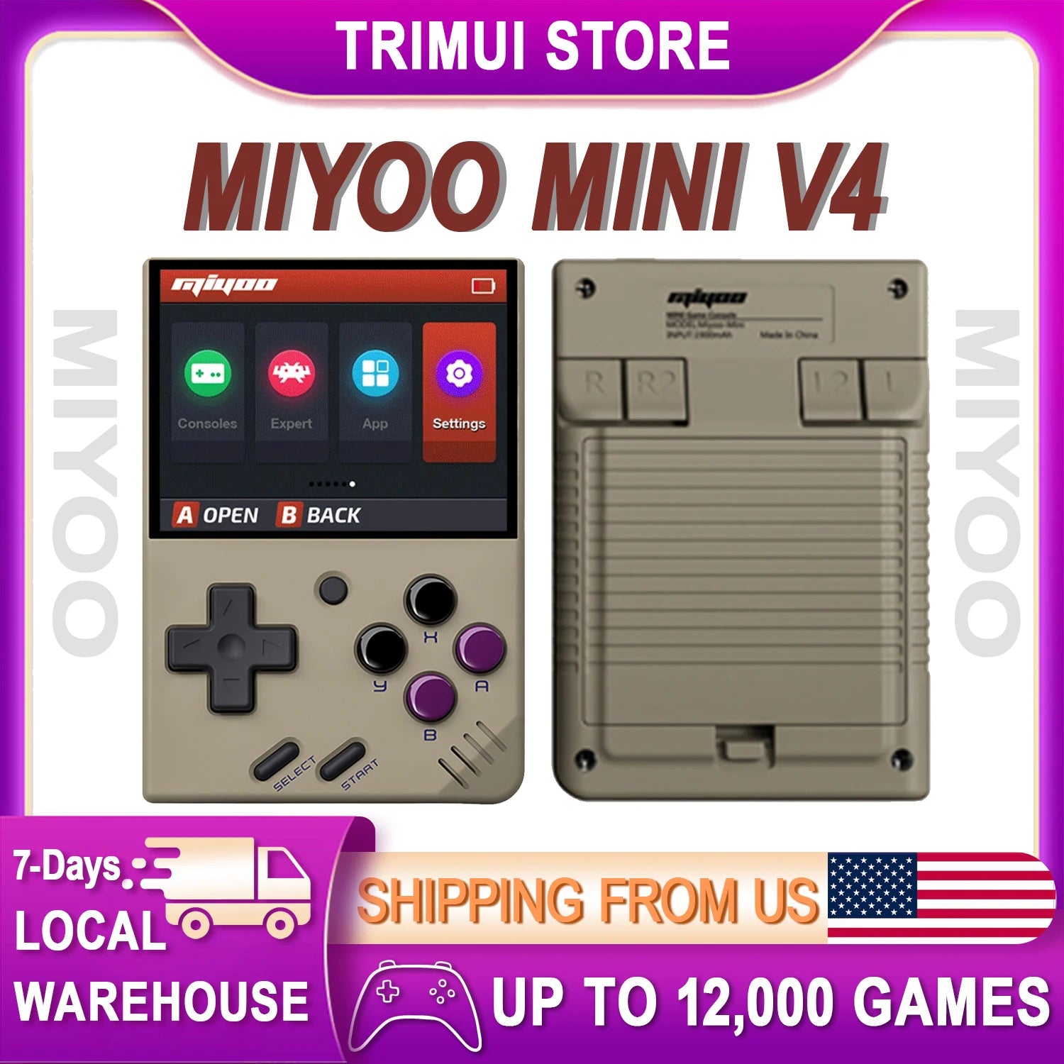 Miyoo Mini V4 Handheld Game Console Retroarch 2.8-inch IPS Screen 1900mAh Lithium Battery Open Source Linux OS Retro Gaming Mach